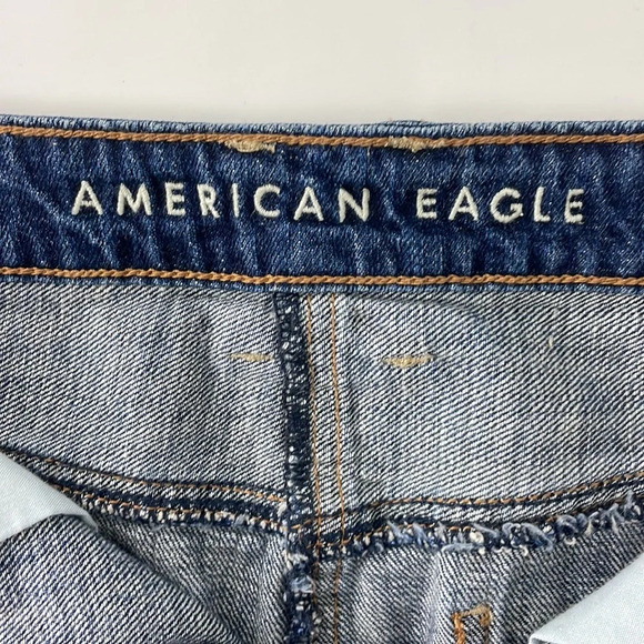 American Eagle Women’s Denim Hi-Rise Festival Mini Skirt Size 6 Blue Frayed - Picture 8 of 13